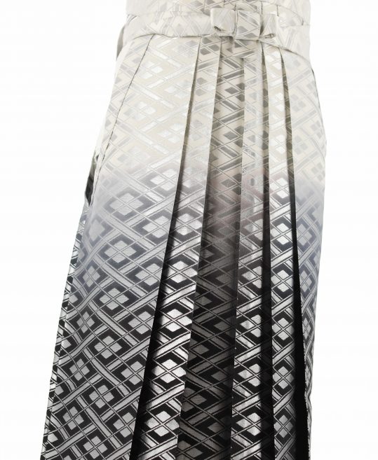 男性用袴単品レンタル(成人式・結婚式・卒業式)白黒ぼかし・銀の菱文様[身長170cm]No.135